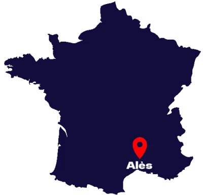 Carte de France situant Alès